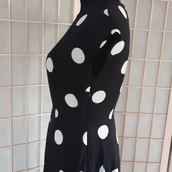 Black and white large polka dots lined dress - Picture 6 of 8